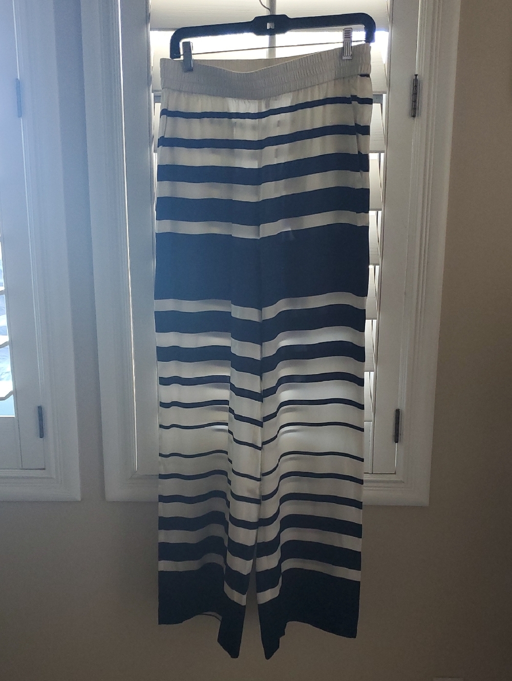 Cami NYC White Top with Navy Stripe Detail